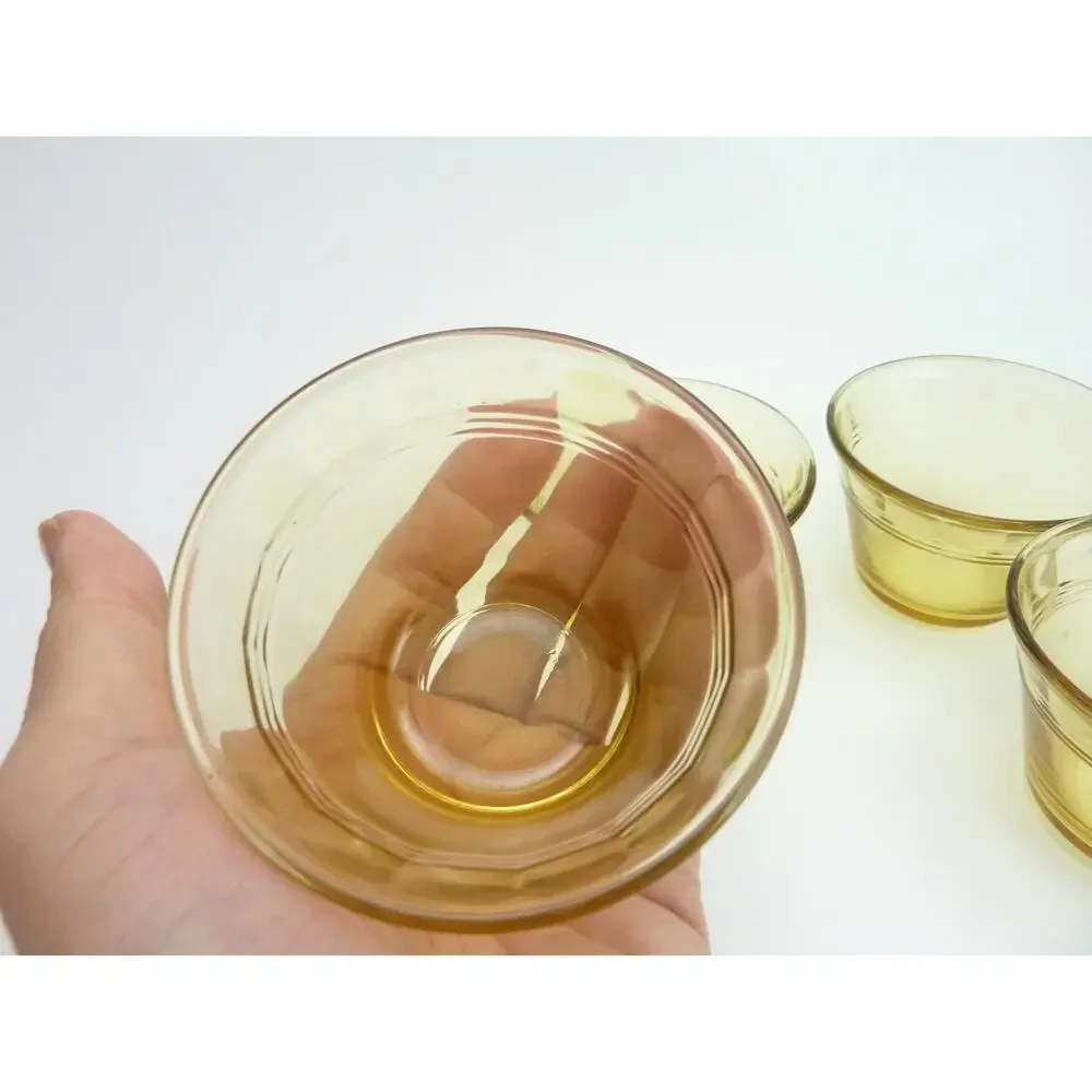 Vintage Amber Glass Custard fruit Bowls set of 4 with gorgeous look and design